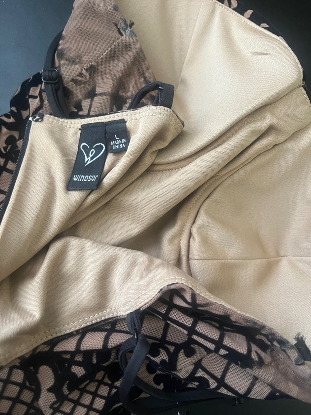 Windsor Black Lace Overlay Nude Mermaid Prom Dress - Picture 13 of 16